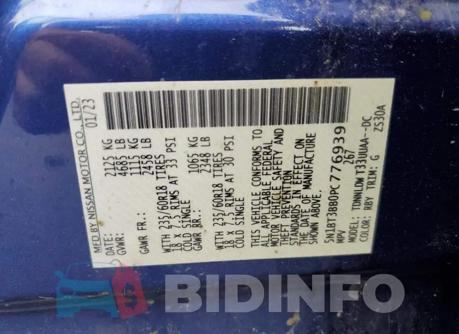 5N1BT3BB0PC776939 Photo# 14