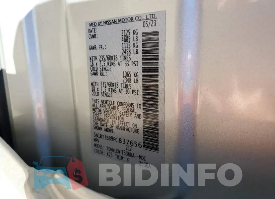5N1BT3BB9PC837656 Photo# 12