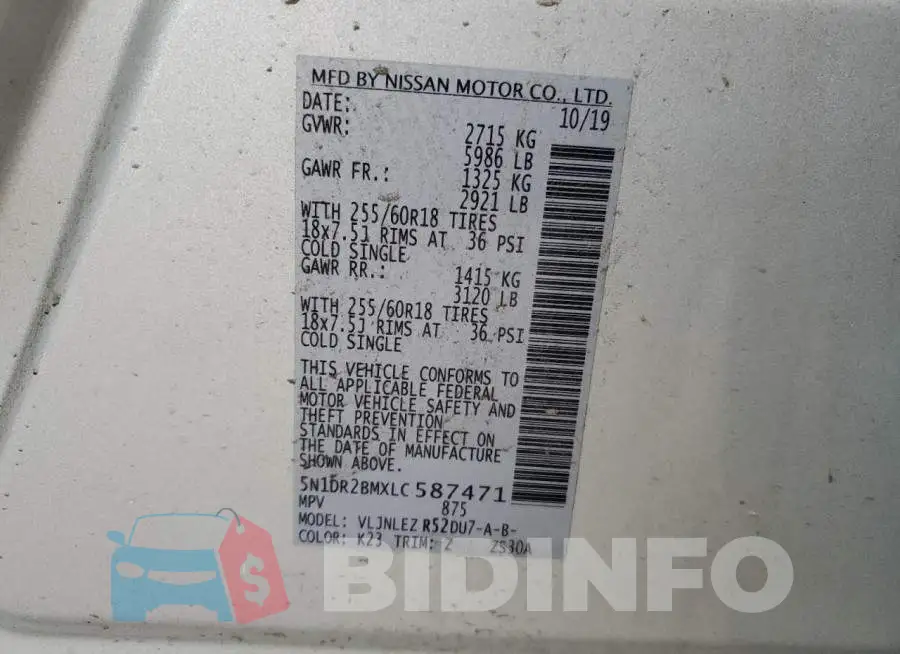 5N1DR2BMXLC587471 Photo# 14