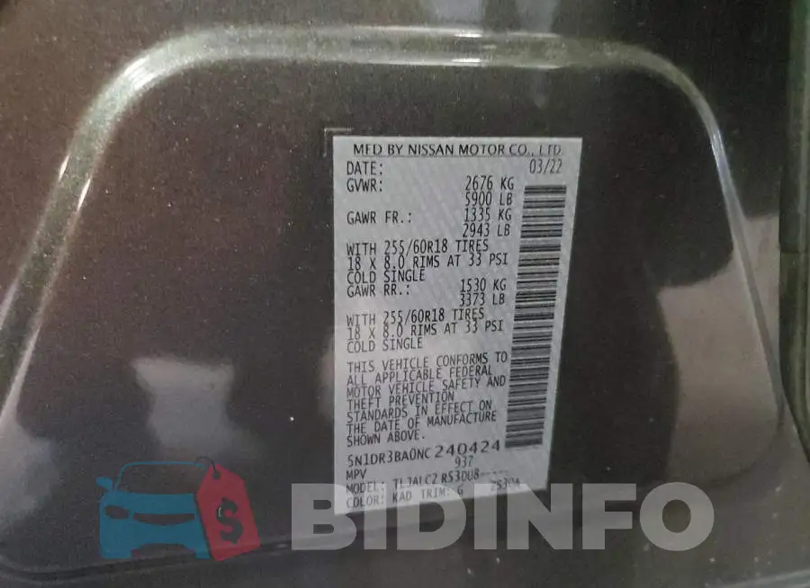 5N1DR3BA0NC240424 Photo# 13