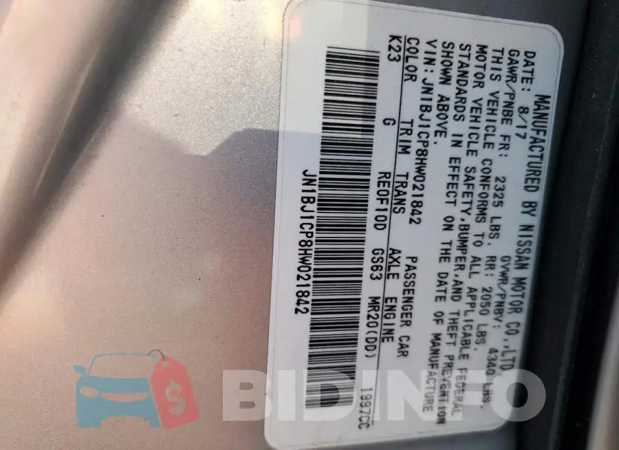 JN1BJ1CP8HW021842 Photo# 13