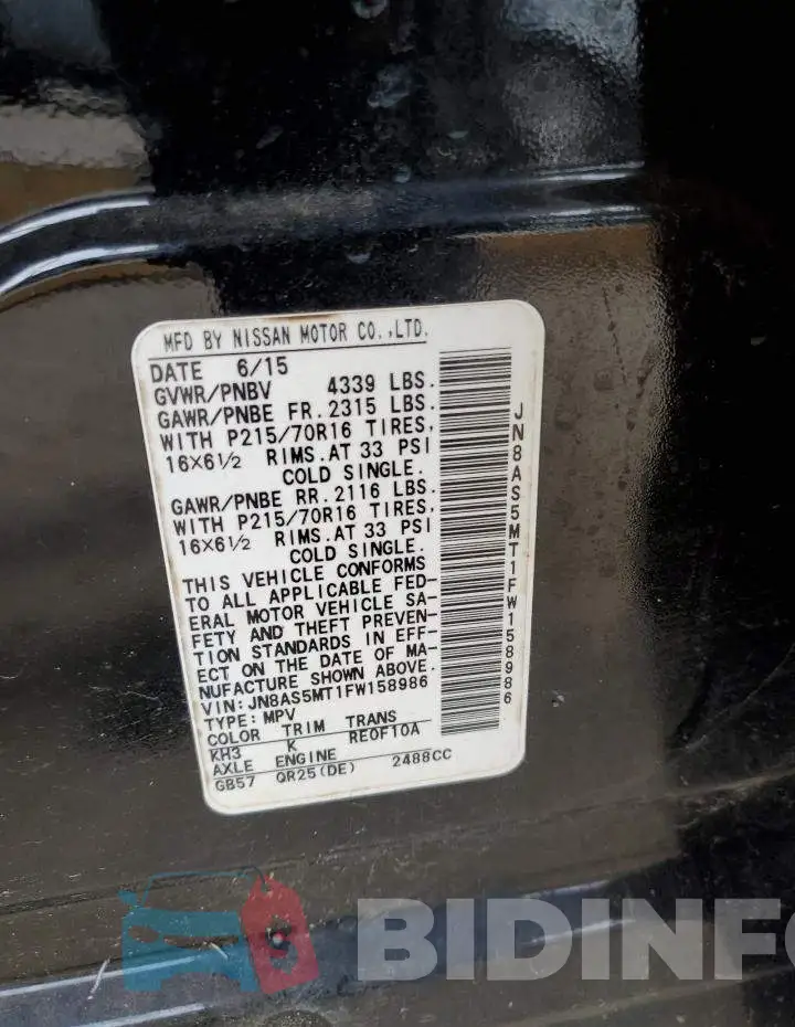 JN8AS5MT1FW158986 Photo# 12