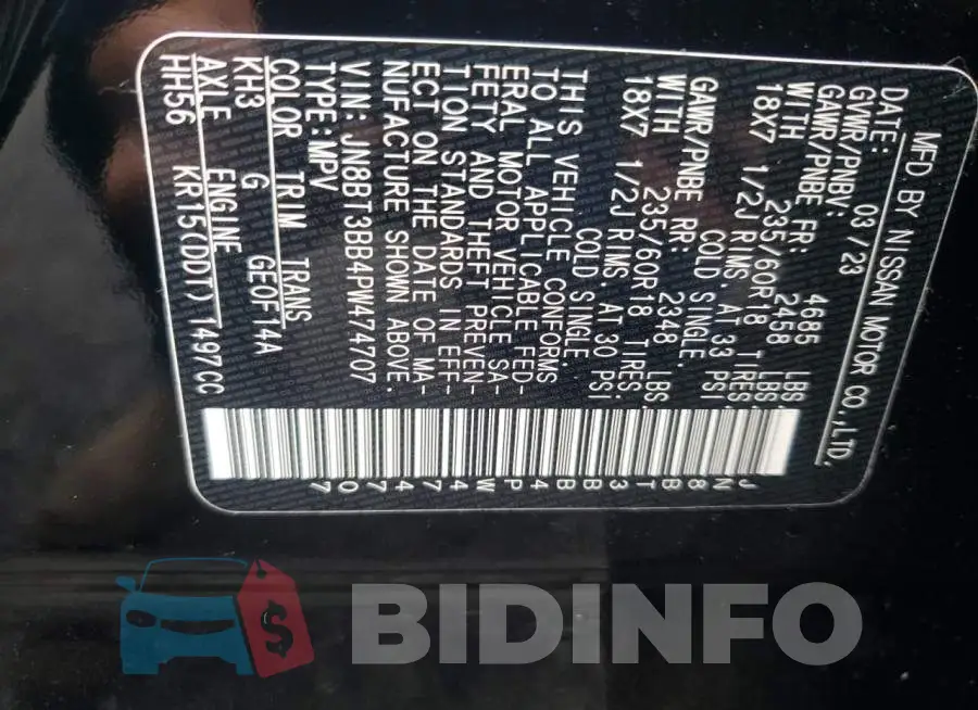 JN8BT3BB4PW474707 Photo# 12