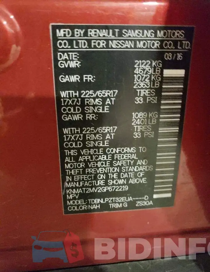 KNMAT2MV2GP672219 Photo# 12