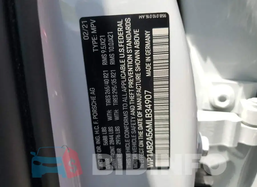 WP1AB2A56MLB34907 Photo# 13