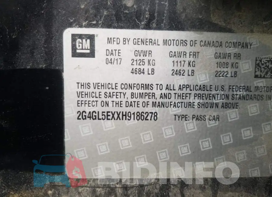 2G4GL5EXXH9186278 Photo# 13