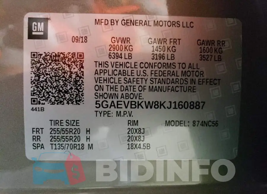 5GAEVBKW8KJ160887 Photo# 14