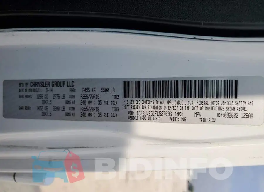 1C4BJWEG1FL527096 Photo# 12