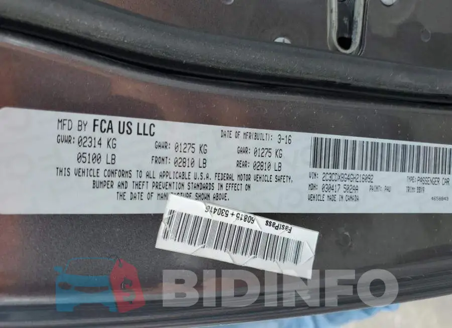 2C3CDXBG4GH216092 Photo# 13