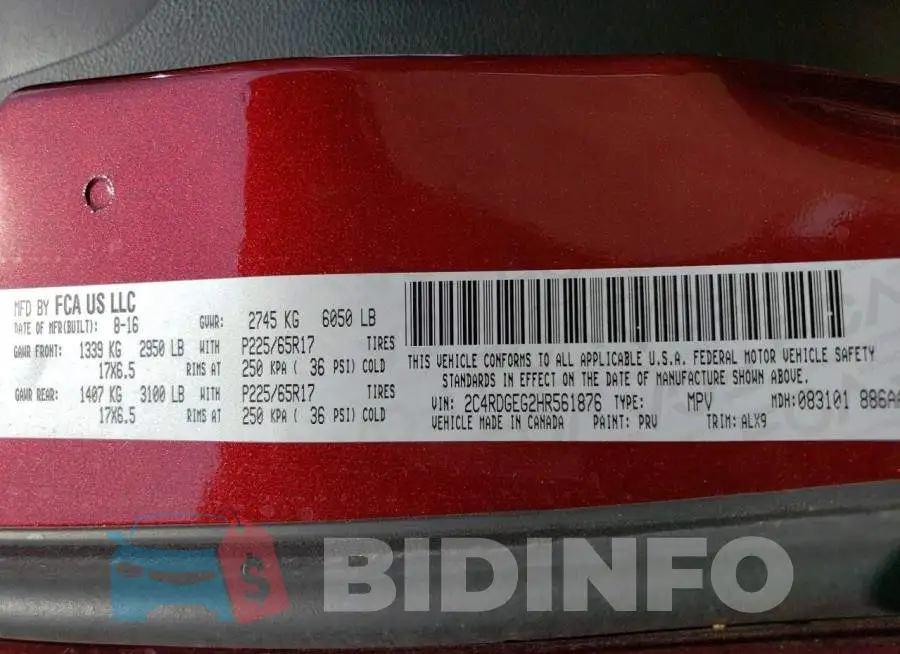 2C4RDGEG2HR561876 Photo# 13