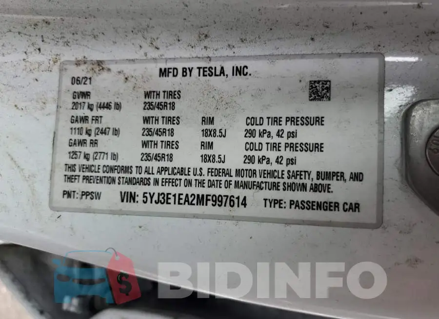 5YJ3E1EA2MF997614 Photo# 12