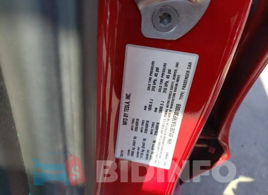 5YJ3E1EA7KF301889 Photo# 12