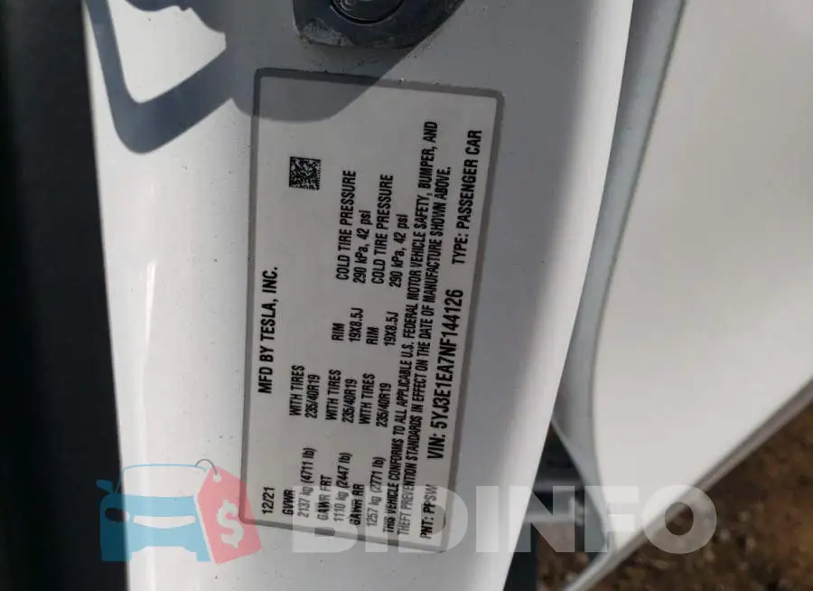 5YJ3E1EA7NF144126 Photo# 13