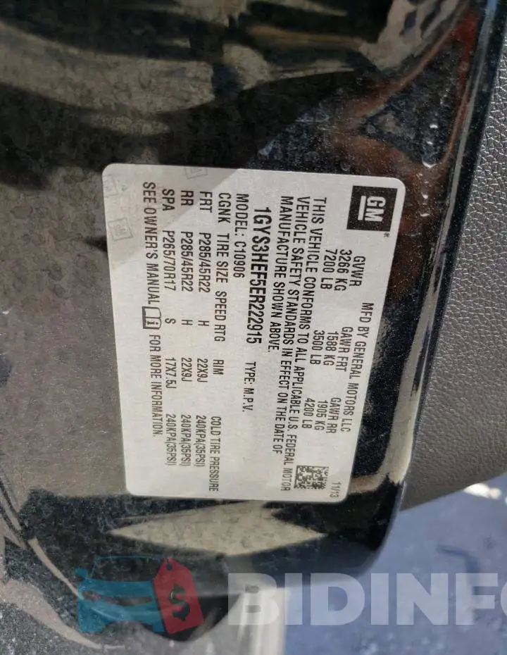 1GYS3HEF5ER222915 Photo# 13