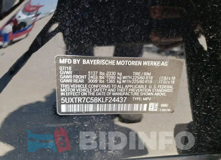 5UXTR7C58KLF24437 Photo# 13