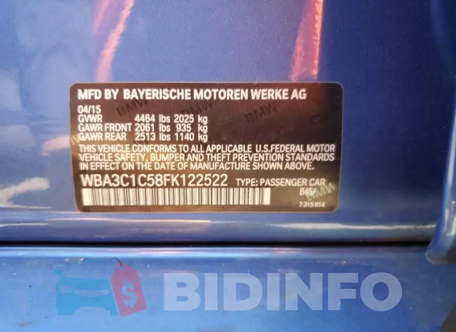 WBA3C1C58FK122522 Photo# 12