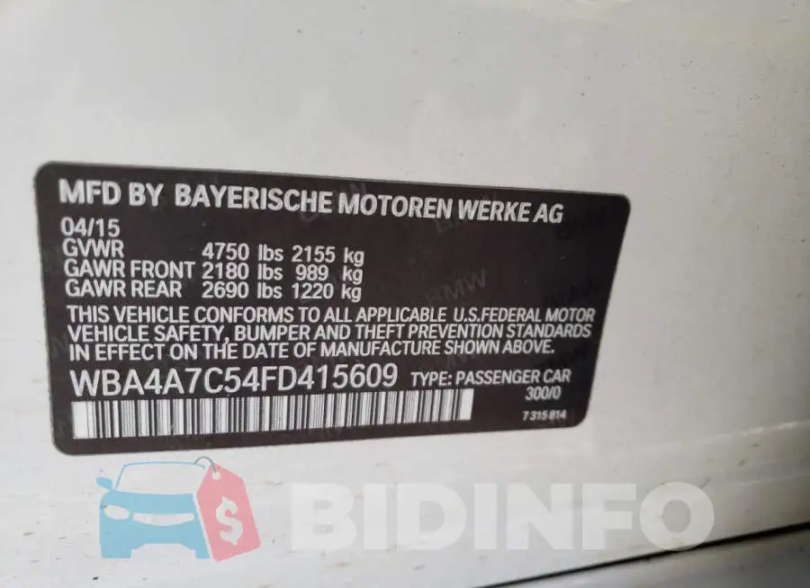 WBA4A7C54FD415609 Photo# 12