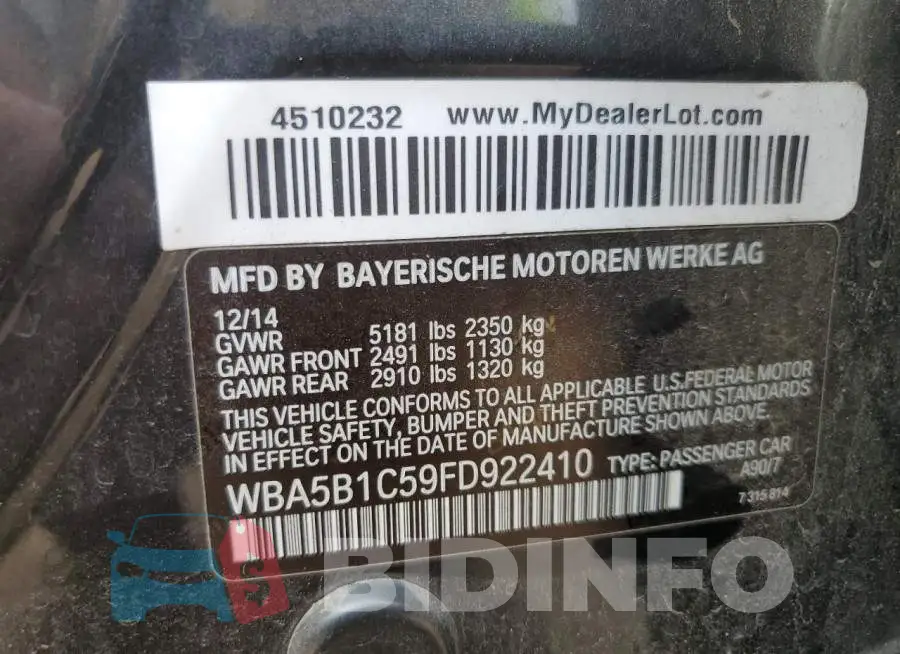 WBA5B1C59FD922410 Photo# 12
