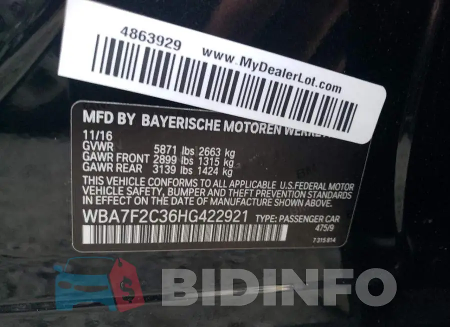 WBA7F2C36HG422921 Photo# 12