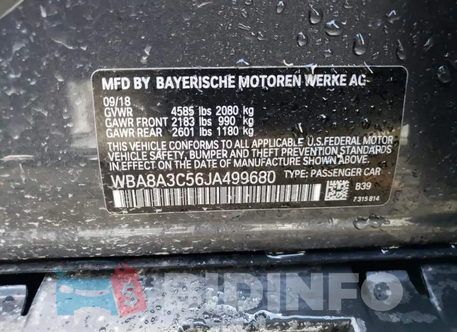 WBA8A3C56JA499680 Photo# 12