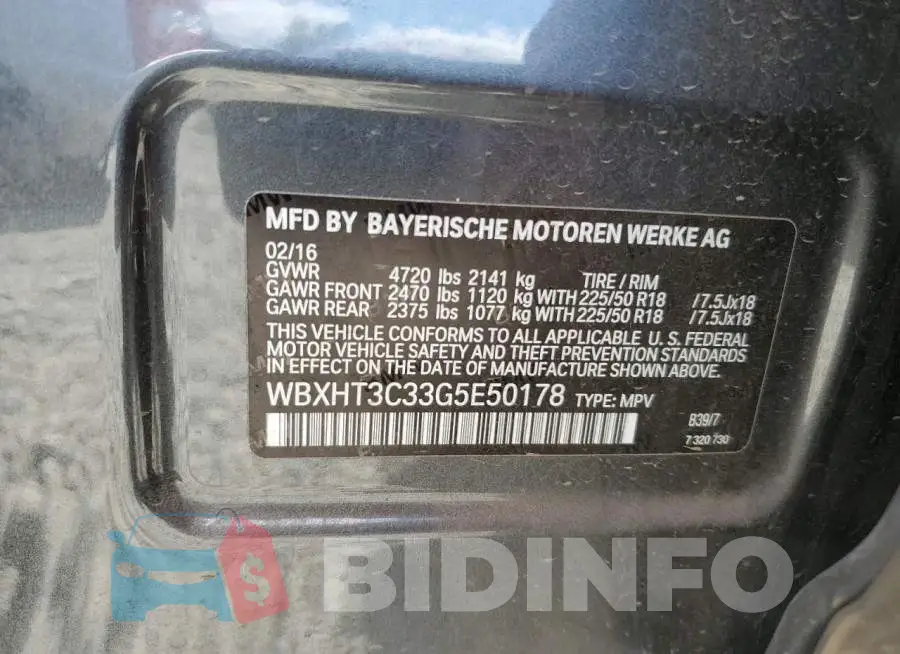 WBXHT3C33G5E50178 Photo# 12