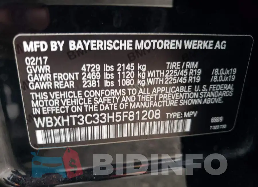 WBXHT3C33H5F81208 Photo# 13