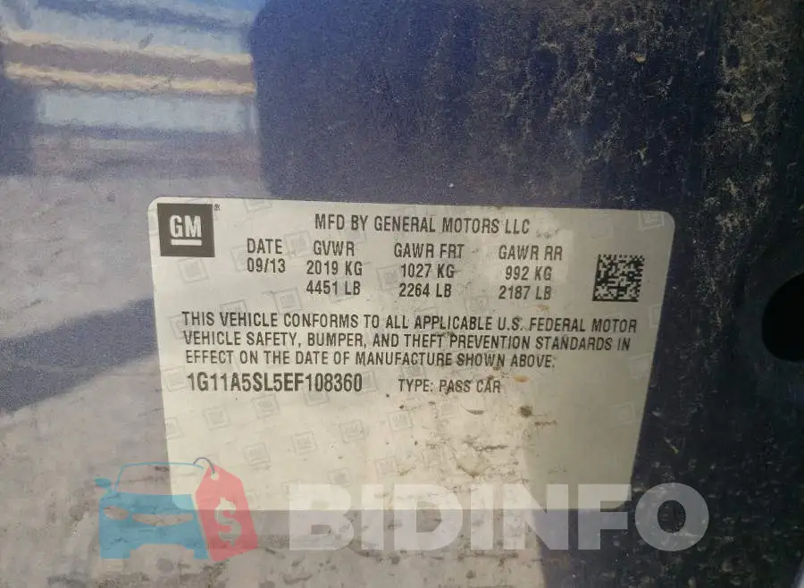1G11A5SL5EF108360 Photo# 10