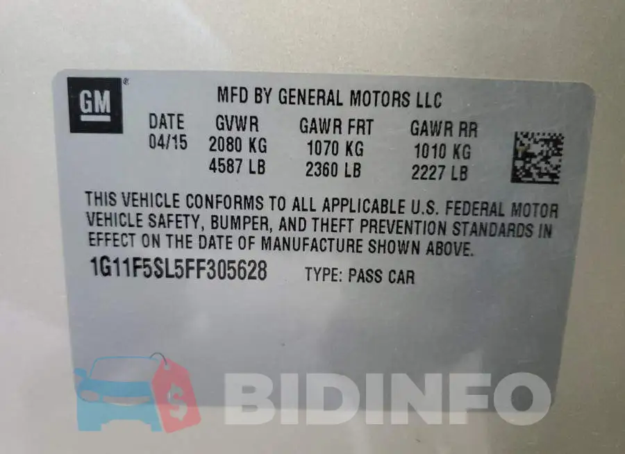 1G11F5SL5FF305628 Photo# 12