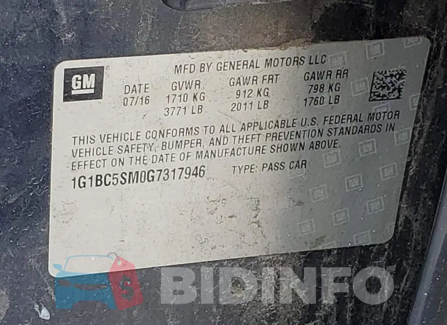 1G1BC5SM0G7317946 Photo# 12