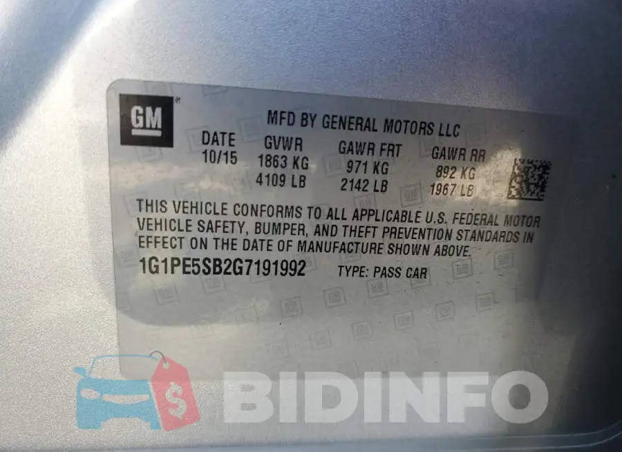 1G1PE5SB2G7191992 Photo# 12