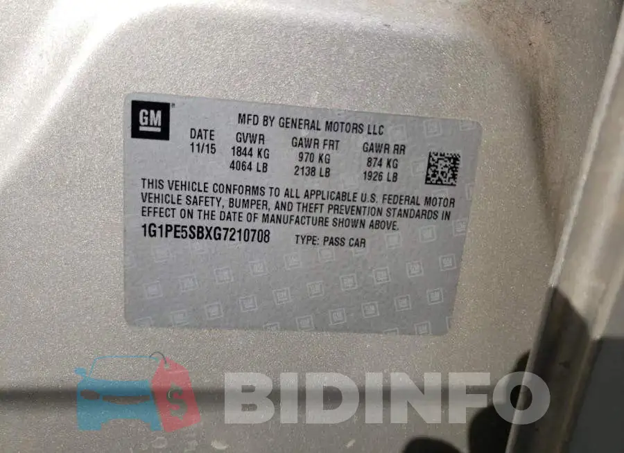 1G1PE5SBXG7210708 Photo# 12