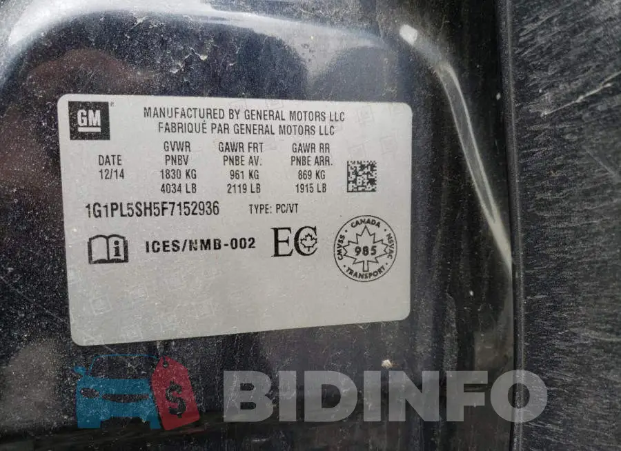 1G1PL5SH5F7152936 Photo# 12