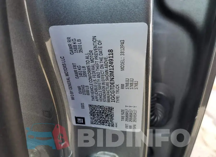 1GCGTDEN3M1249118 Photo# 12