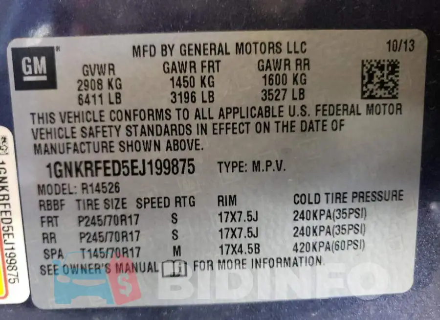 1GNKRFED5EJ199875 Photo# 13