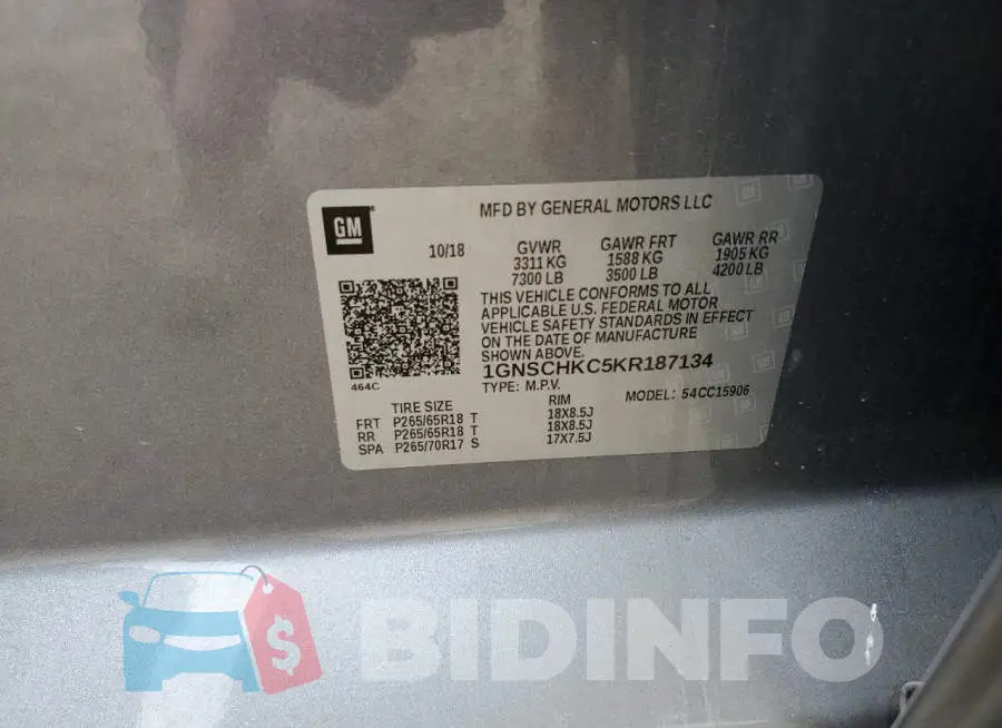 1GNSCHKC5KR187134 Photo# 12