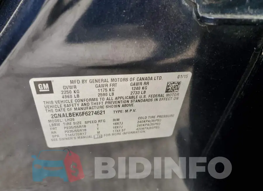 2GNALBEK6F6274621 Photo# 12