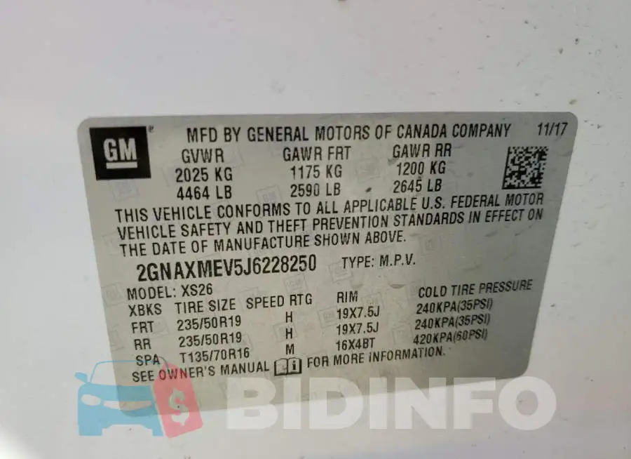 2GNAXMEV5J6228250 Photo# 12