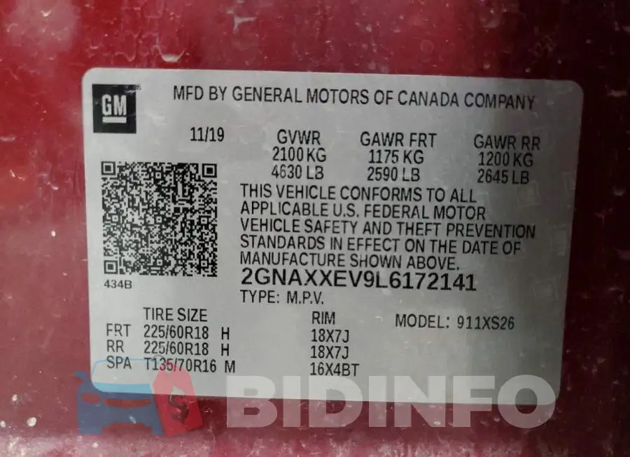 2GNAXXEV9L6172141 Photo# 13