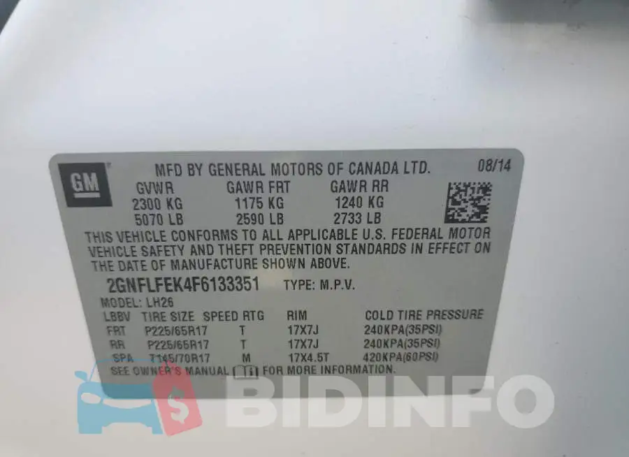 2GNFLFEK4F6133351 Photo# 14