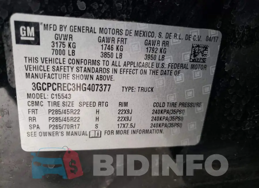 3GCPCREC3HG407377 Photo# 12