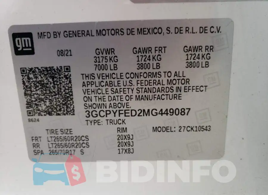 3GCPYFED2MG449087 Photo# 12