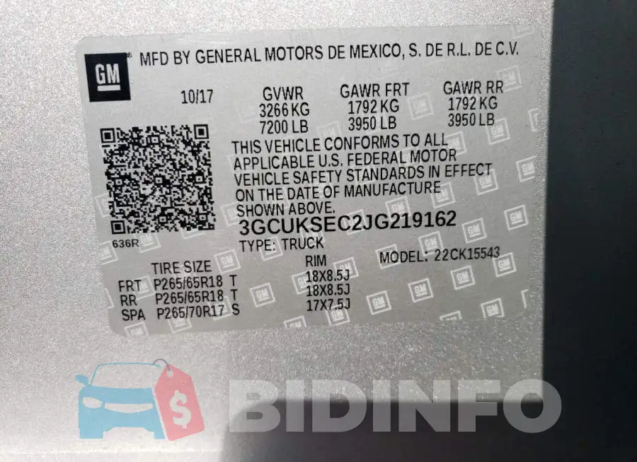 3GCUKSEC2JG219162 Photo# 12