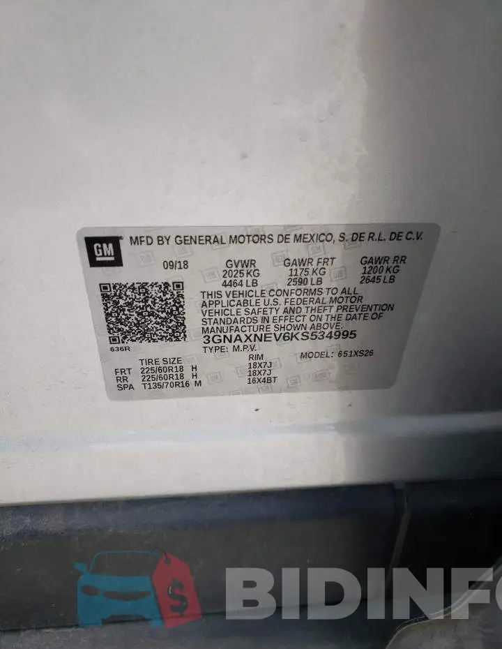 3GNAXNEV6KS534995 Photo# 12