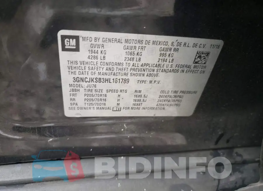 3GNCJKSB3HL161789 Photo# 14