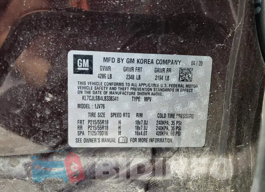 KL7CJLSB4LB338341 Photo# 13