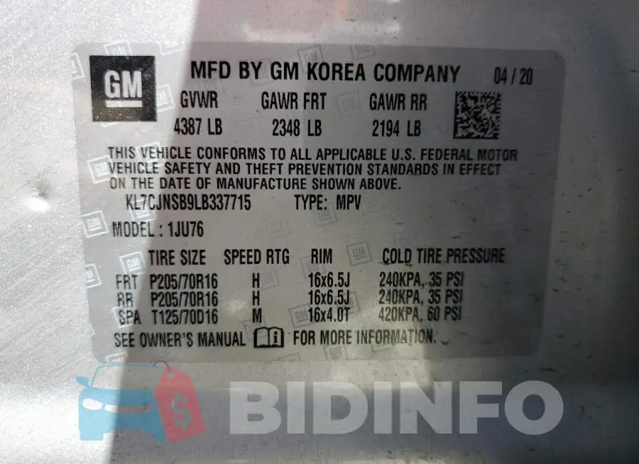 KL7CJNSB9LB337715 Photo# 12