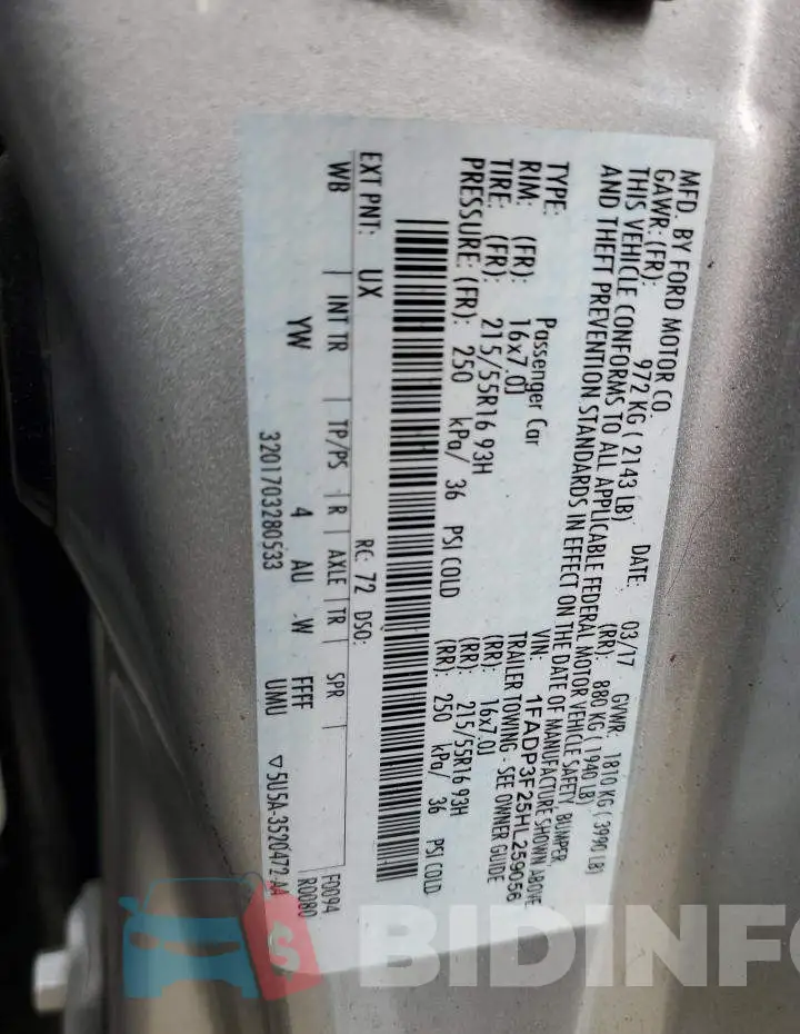 1FADP3F25HL259056 Photo# 13