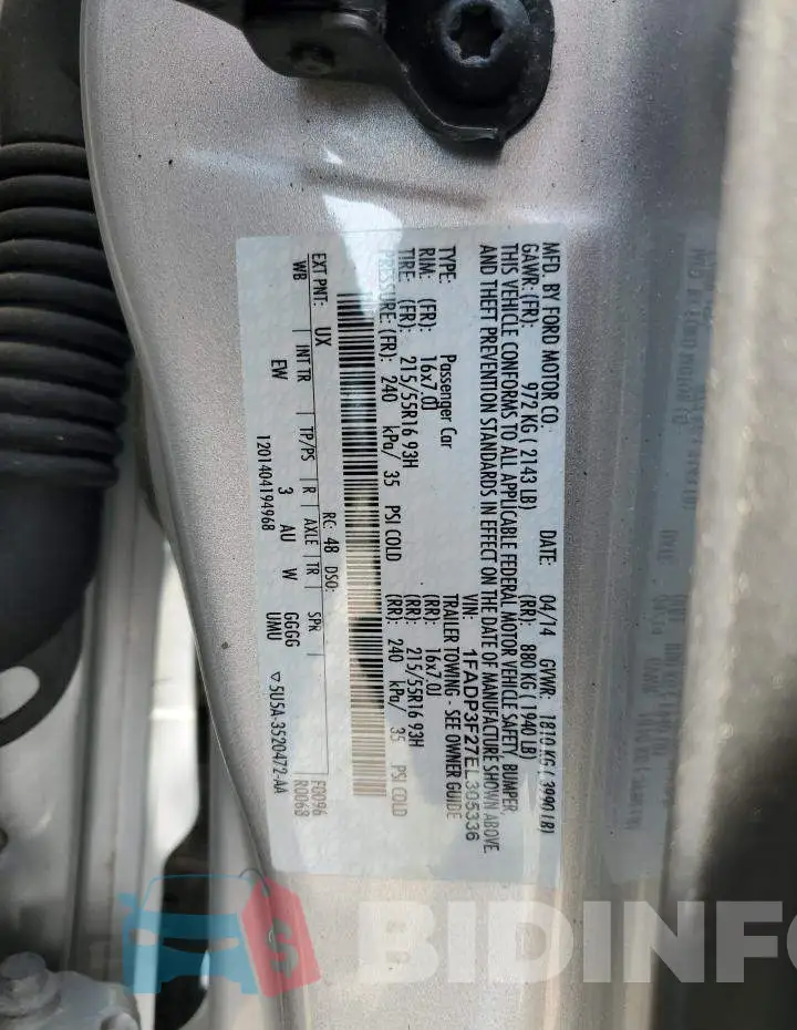 1FADP3F27EL305336 Photo# 12