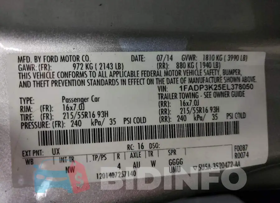 1FADP3K25EL378050 Photo# 12