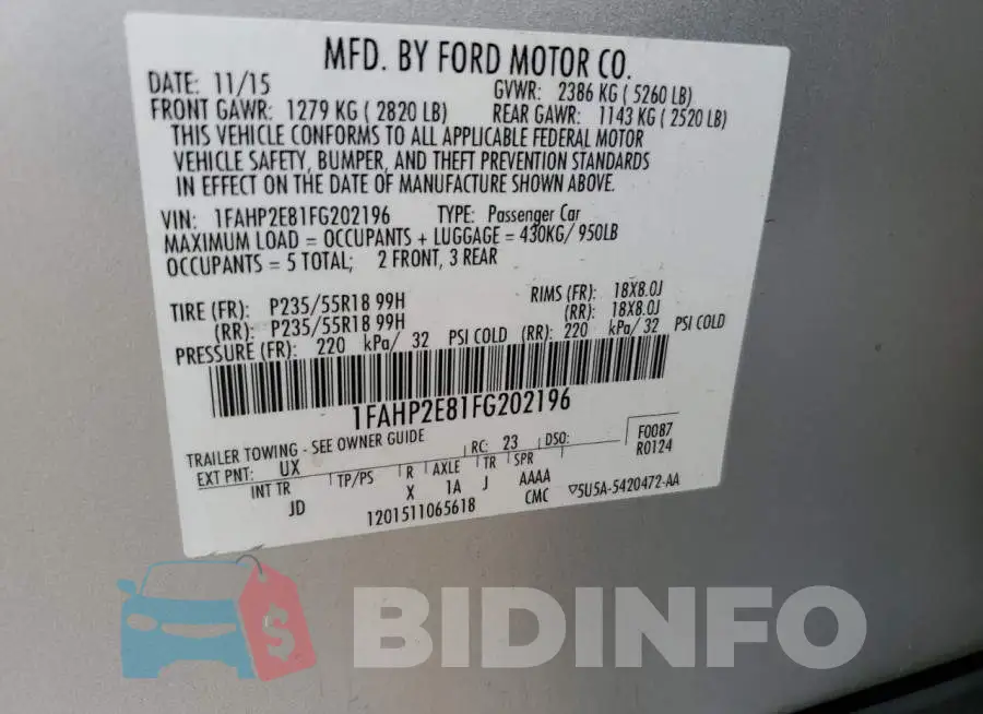 1FAHP2E81FG202196 Photo# 12